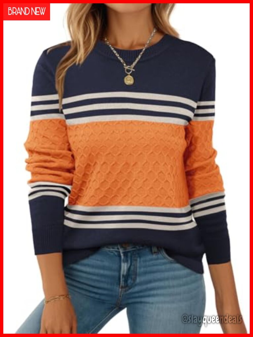 Womens Long Sleeve Ribbed Knit Crew Neck Pullover Sweater Fall Layering Top